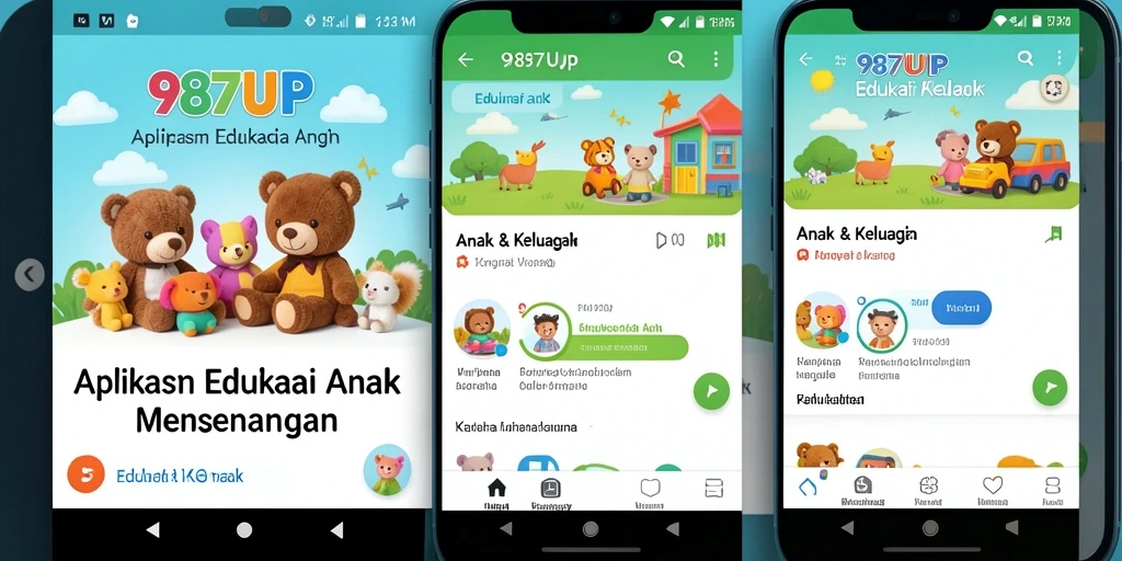 Antarmuka pengguna 987UP yang menarik dan edukatif.