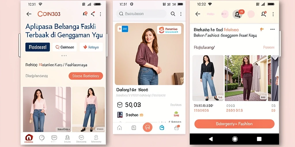 Antarmuka yang stylish dan mudah digunakan di aplikasi Fashion COIN303.