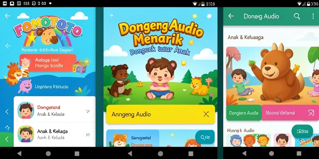 Tampilan antarmuka FOMOTOTO yang ramah anak dan ceria.