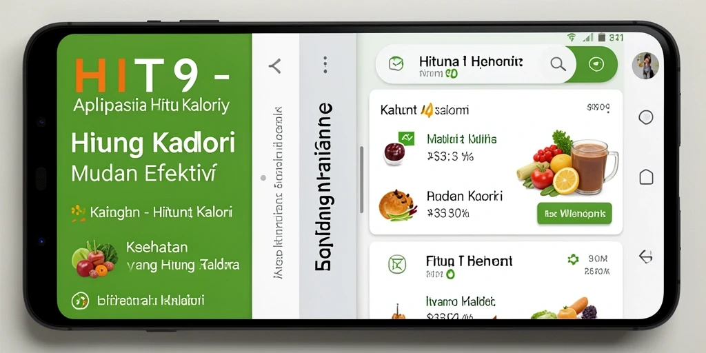 Tampilan antarmuka user-friendly HIT9 yang memudahkan hitung kalori.
