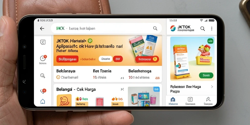 Tampilan utama aplikasi JKTOK dengan fitur pencarian harga.