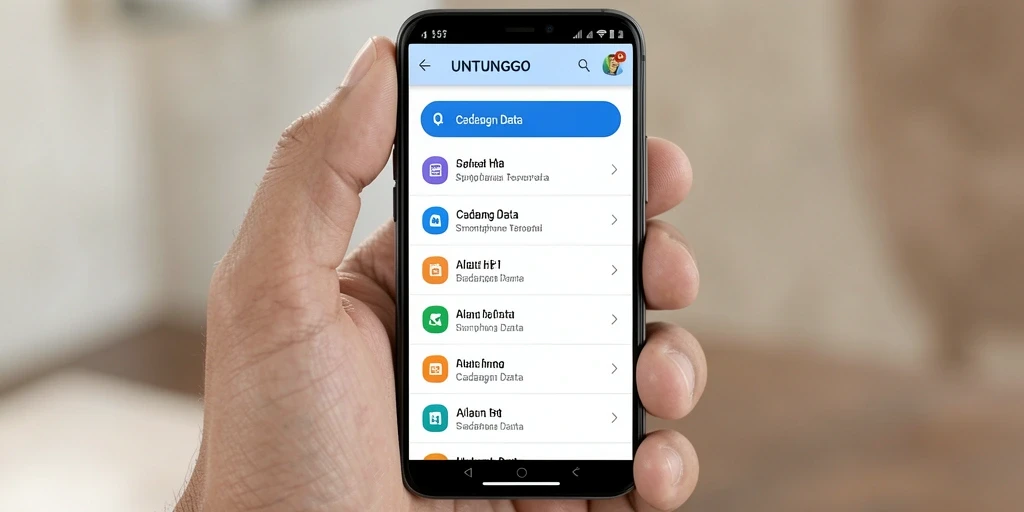 Tampilan antarmuka aplikasi UNTUNGGO untuk Cadangan Data yang intuitif.